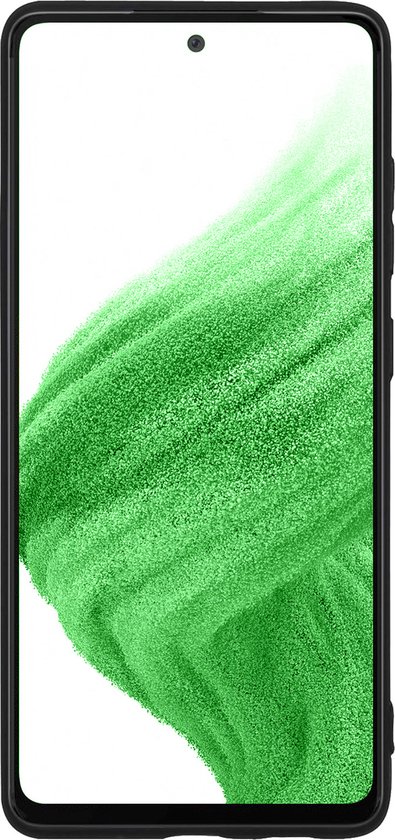 Coque noire pour un Samsung Galaxy A53, avec vue sur l'objectif de la caméra.