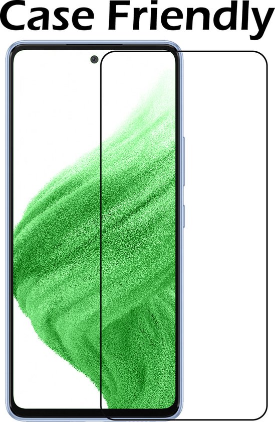 Protecteur d'écran en verre sur un smartphone avec le texte 'Case Friendly'.