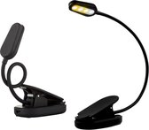 Luminairo - Leeslamp met klem- Voor boek -  4 LED - Usb Oplaadbaar - 3 dimfunctie -