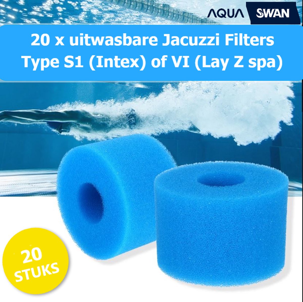 Aquaswan Uitwasbare Jacuzzi Filter S1 (Intex Pure Spa En Bestway) ♨️