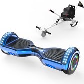 Microgo Hoverboard 6.5 Inch | Krachtige Motor | Sier LEDs | Bluetooth Speaker | Blauw + Kart Wit