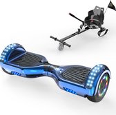 Microgo Hoverboard 6.5 Inch | Krachtige Motor | Sier LEDs | Bluetooth Speaker | Blauw + Kart Koolzwart