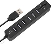 Splity® – Splitter Usb – Hub USB – 6 Portes– Splitter USB pour ordinateur portable – Zwart – Lecteur de carte SD