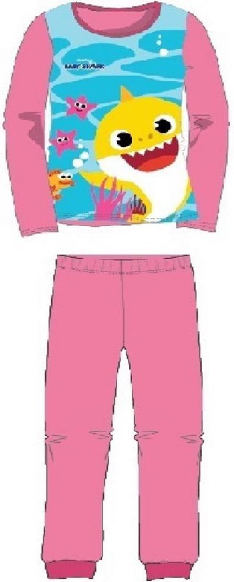Baby Shark pyjama - donkerroze - Pinkfong Baby Shark pyjamaset - maat 116