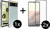 Google Pixel 6 hoesje shock proof case transparant - Full Cover - 2x Google Pixel 6 Screen Protector
