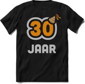 30 Jaar Feest kado T-Shirt Heren / Dames - Perfect Verjaardag Cadeau Shirt - Goud / Zilver - Maat 3XL