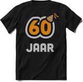 60 Jaar Feest kado T-Shirt Heren / Dames - Perfect Verjaardag Cadeau Shirt - Goud / Zilver - Maat M
