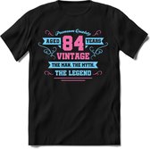 84 Jaar Legend - Feest kado T-Shirt Heren / Dames - Licht Blauw / Licht Roze - Perfect Verjaardag Cadeau Shirt - grappige Spreuken, Zinnen en Teksten. Maat XXL
