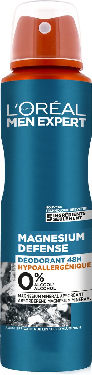 Goedkoopste L'Oréal Paris Men Expert Magnesium Defense Deodorant 48H - 150ml - Deodorant Spray - 6 stuks voordeelverpakking