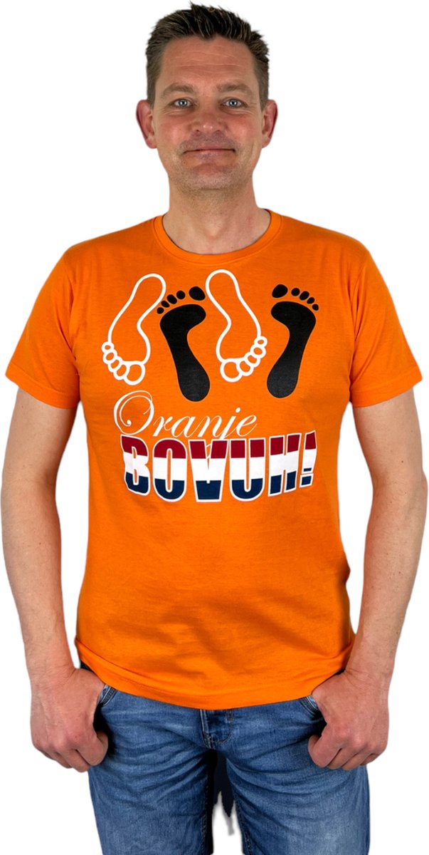 Oranje Heren T-Shirt - Oranje Bovuh! - Voor Koningsdag - Holland - Formule 1 - EK/WK Voetbal - Maat L