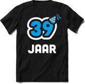 39 Jaar Feest kado T-Shirt Heren / Dames - Perfect Verjaardag Cadeau Shirt - Wit / Blauw - Maat S