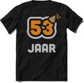 53 Jaar Feest kado T-Shirt Heren / Dames - Perfect Verjaardag Cadeau Shirt - Goud / Zilver - Maat M