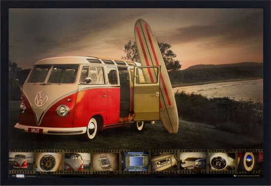 Volkswagen poster - VW -bus - transporter - surfboard - 61 x91.5 cm