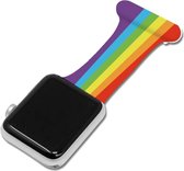 Bracelet en Siliconen avec clip pour Apple Watch Series 3/4/5/6/SE/7 38/40mm Rainbow - Bracelet de montre infirmière iWatch pour infirmières/médecins/hôpital/personnel de Soins à domicile - Bracelet de montre avec épingle