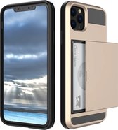 iPhone 13 Pro Max hoesje - Hoesje met pasjes iPhone 13 Pro Max - Shock proof case cover - Goud