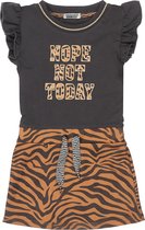 DJ DUTCHJEANS - Jurk - Zebraprint Grijs Bruin - Maat 122