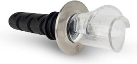 Transparante Peugeot Arum schenktuit met een zwarte siliconen beluchter en zilveren ring.
