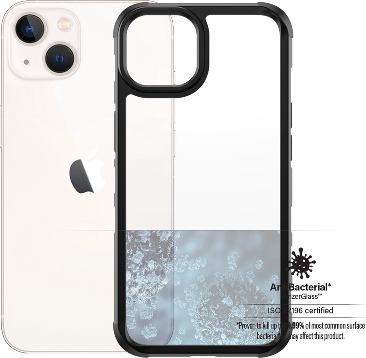 PanzerGlass Hoesje Geschikt voor iPhone 13 - PanzerGlass SilverBullet ClearCase - Zwart