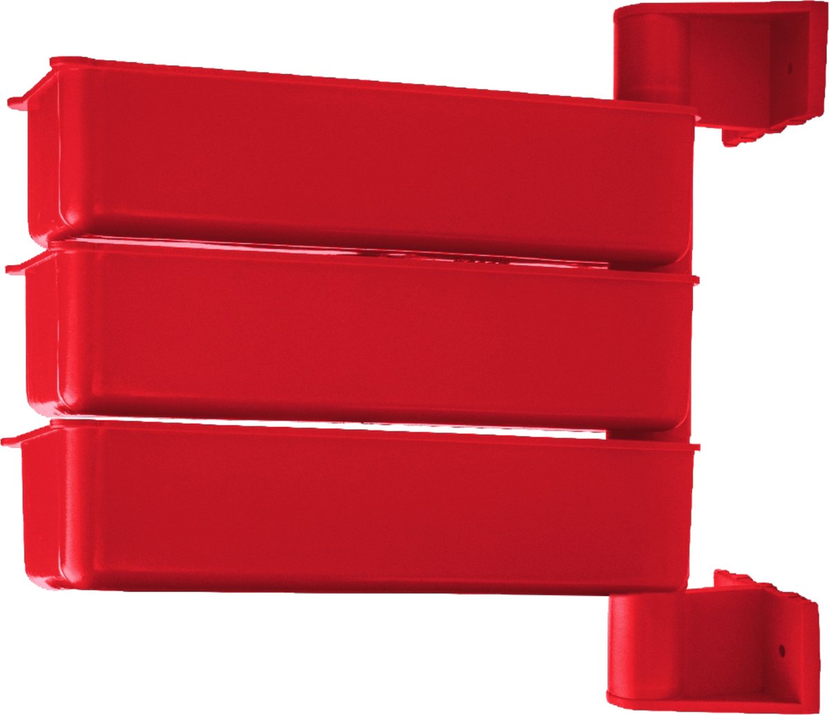 PIVOT - Set van 3 Roterende Opberg Containers | Polypropyleen | Rode Kleur -Organiseer