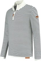 Travelin' Outdoor Jumper Nacka - Gestreepte Herentrui - Dun gebreid - Wit Navy - Maat XXL