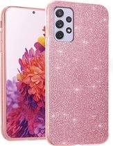 Casemania Hoesje Geschikt voor Samsung Galaxy A53 5G Roze - Glitter Back Cover