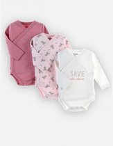 Noukie's - 3 Pack - rompertjes - Body's - Rose - 3 maand 62 - Save the planet