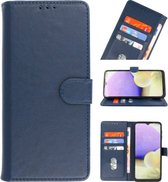Samsung Galaxy A22 5G - Hoesje met pasjeshouder - Portemonnee - Bookcase - DONKERBLAUW