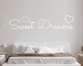 Stickerheld - Muursticker Sweet dreams - Slaapkamer - Droom zacht - Slaap lekker - Engelse Teksten - Mat Wit - 37.1x175cm