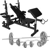 Bol.com Gorilla Sports Universele Halterbank + 108 kg Halterset - Gripper Gietijzer aanbieding