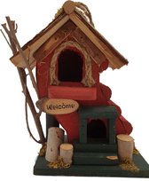 Vogelhuisje hout rood 20 cm J-line