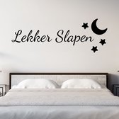 Stickerheld - Muursticker Lekker slapen - Slaapkamer - Droom zacht - Sweet dreams - Nederlandse Teksten - Mat Zwart - 55x155.1cm