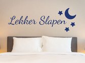 Stickerheld - Muursticker Lekker slapen - Slaapkamer - Droom zacht - Sweet dreams - Nederlandse Teksten - Mat Donkerblauw - 55x155.1cm