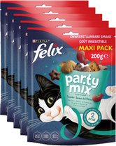 Felix Party Mix Seaside - Kattensnacks - Zalm, Koolvis & Forel- 5 x 200 g
