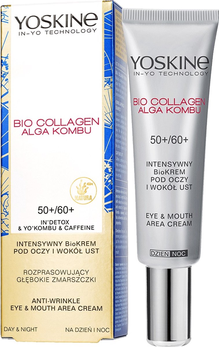 Bio Collageen Kombu Alga 50+/60+ Intensieve Bio Crème voor de ogen en rond de mond voor diepe rimpels dag en nacht 15ml
