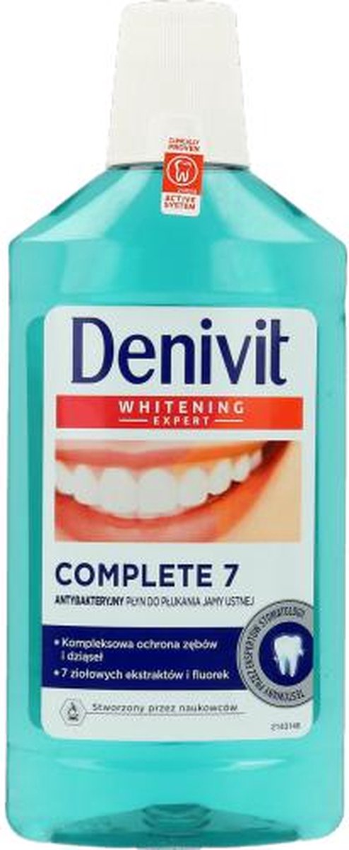 Denivit Complete 7 Antibacterial Mouthwash P?yn Do P?ukania Jamy Ustnej Whitening 500ml (u)