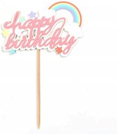 Happy Birthday Cake Topper Verjaardag Taart Decoratie Baby Roze