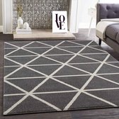 Flycarpets Modern Vloerkleed Geruit Aldo - Grijs - 160x220 cm