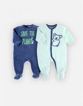 Noukie's - 2 Pack - Pyjama set - Save the planet - Blauw - 6maand 68