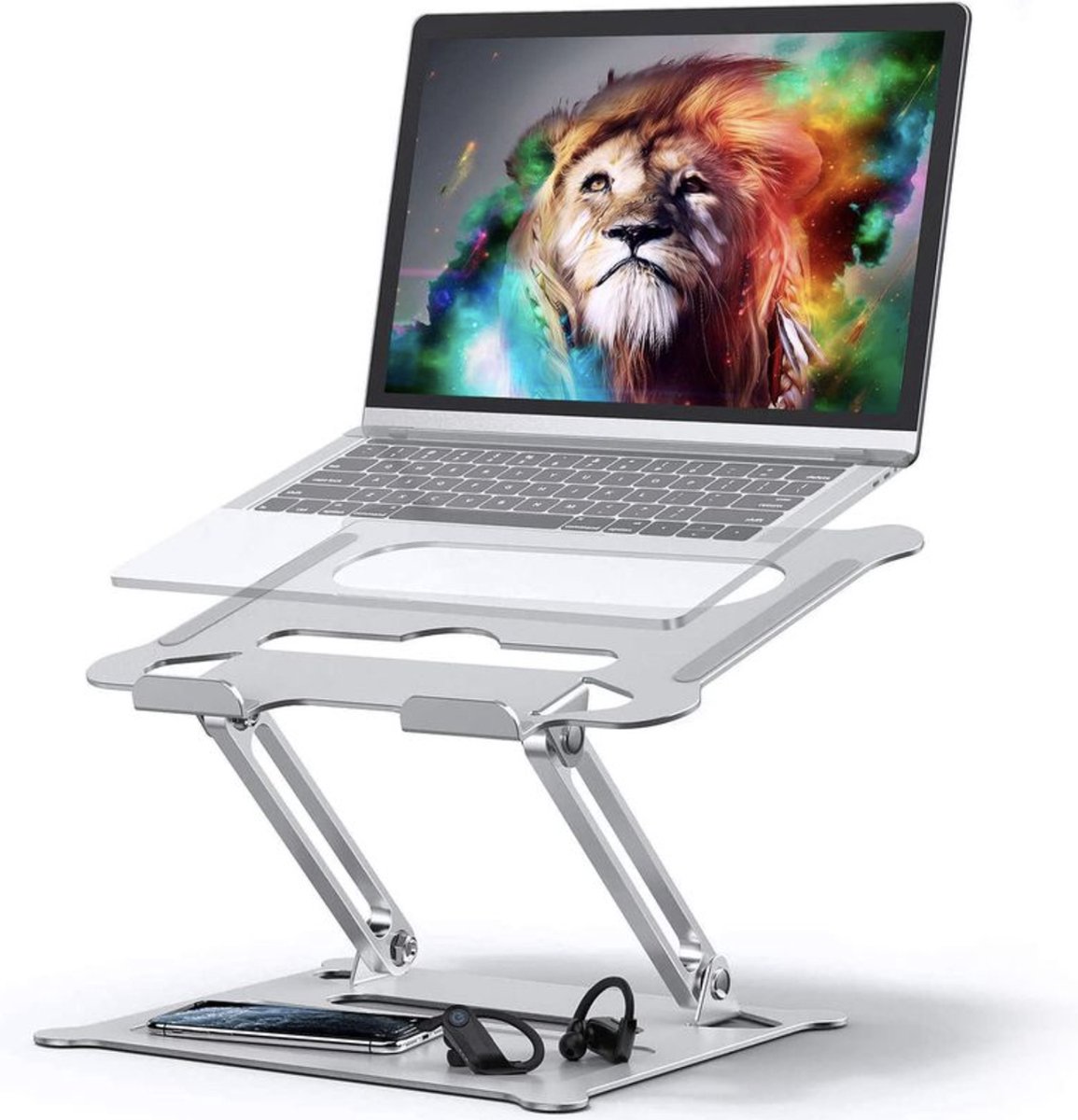 Maxximus Fold Pro Laptopstandaarden Laptop Standaard - Zilver (Antislip)