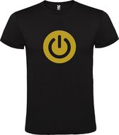 Zwart T-shirt ‘Power Button’ Goud Maat 5XL