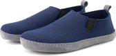 Travelin' In-Home Heren Sloffen - Wollen Pantoffels - Instappers met suède zool - Navy Blauw - Maat 42