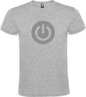 Grijs T-shirt ‘Power Button’ Zilver Maat XXL