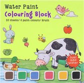 Water paint colouring block boerderij plus 1 x kwasje - Kleurblok met waterverf - kleurboek boerderij - waterverf kinderen -waterverf kinderen