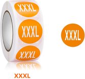 500 XXXL Maatsticker op rol 2.5cm Diameter Oranje Sticker Kledingmaat