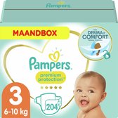 Afbeelding van Pampers Premium Protection Luiers - Maat 3 (6-10 kg) - 204 stuks - Maandbox