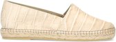 Manfield - Dames - Beige leren espadrilles met crocoprint - Maat 37