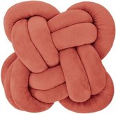 knoopkussen 30 x 15 cm pluche roestbruin
