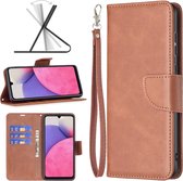 Samsung Galaxy A33 Hoesje - MobyDefend Wallet Book Case Met Koord - Bruin - GSM Hoesje - Telefoonhoesje Geschikt Voor: Samsung Galaxy A33