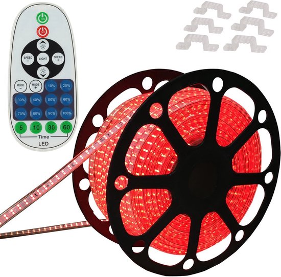 LED Strip - meter in een ROL - 220V - 2835SMD - 180L/M - IP65 - Met IR 23 knops afstandsbediening