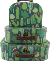 Sass & Belle Kinderkoffertje Cactus set van 3 koffertjes